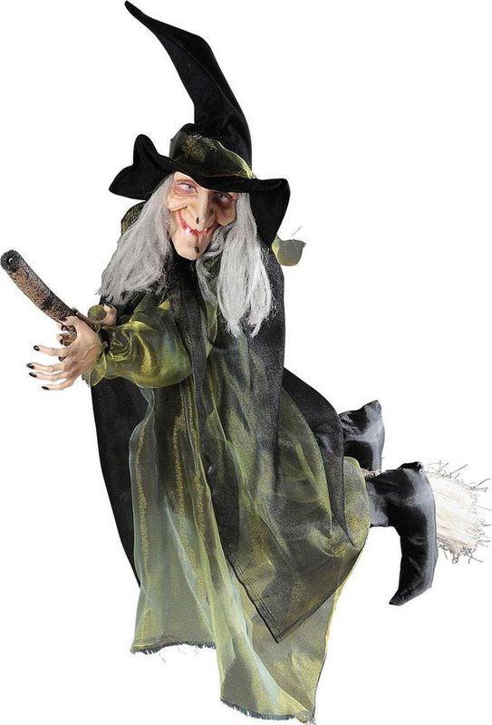 Halloween decoratie vliegende heks op bezem