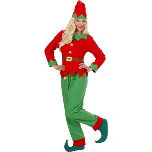 Widmann - Kostuum elf, helper van de kerstman, bovendeel met riem, broek, hoed, kabouter, kerstman, Kerstmis