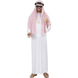 Arabisches Kost&#252;m &#214;l-Scheich mit Tunika &amp; Turban Wei&#223;-Rot XL (54)
