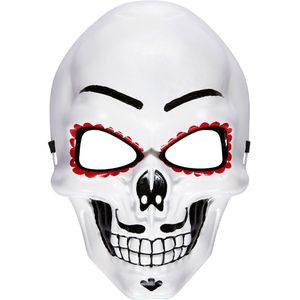 Widmann - 95707 - Masker Dia De Los Muertos - Wit/Zwart/Rood - Kunststof