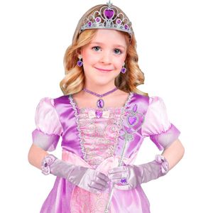 W WIDMANN Prinsessen accessoires voor kinderen, sieraden en handschoenen, koningin, accessoires, carnavalskostuums