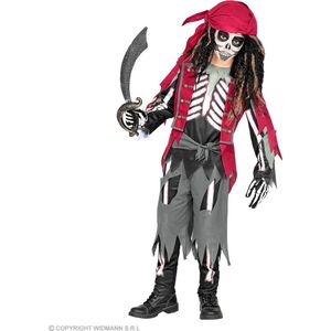 Widmann - Piratenskeletkostuum voor kinderen, bovendeel met vest en riem, broek en sjaal, piraat, horror, psycho, moordenaar, kostuum, themafeest, carnaval, Halloween. meerkleurig 97338