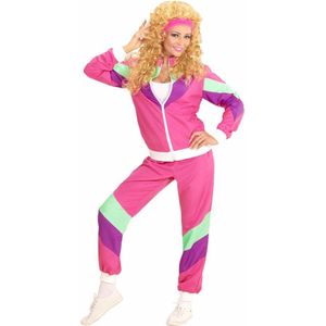 Widmann - Jaren 80 & 90 Kostuum - Maaskantje Retro Trainingspak Roze Kostuum - Roze - Large - Carnavalskleding - Verkleedkleding