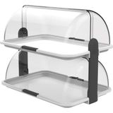 Buffetvitrine - Transparant - Kunststof - 2 Etages - Rolltop Deksel