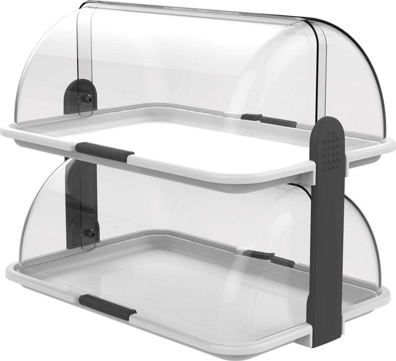 Buffetvitrine - Transparant - Kunststof - 2 Etages - Rolltop Deksel