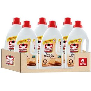 Omino Bianco - Vloeibare wasmachine, 138 wasmachines, kleuren en stoffen, frisse geur met essence Marseille, 1150 ml x 6 verpakkingen