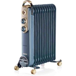 Ariete Elektrische Kachel - Retro Verwarming - Elektrische Olieradiator - Radiator 11 Vinnen (2500 Watt) - Vintage Blauw