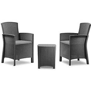 BICA Lido Terrace Set - 2 stoelen, bijzettafel en zitkussen, grafiet