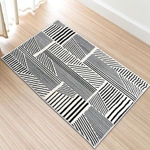 Shedir d'Decor Tapijt, wit met zwarte strepen, voor woonkamer, badkamer, slaapkamer, 50 x 80 cm