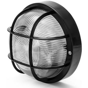 VELAMP Bubble-N wandlamp / plafondlamp rond 18,8 cm van kunststof + glas E27 Max 60 W. Geschikt voor led IP44: voor binnen of buiten, voor balkon, garage, Veranda, zwart