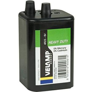 VeLamp 4R25 batterij, 6 V, zink carbon, zoutoplossing voor zaklampen, bouwplaatsen, knutselen. Kunststof beschermhoes, zeer duurzaam, zwart
