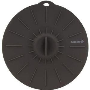 CUCINO IO Universeel siliconen deksel, herbruikbaar, hittebestendig, voor pannen, potten en woks, diameter 15 cm, kleur grijs