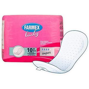 Farmex® LADY Super Maandverband – Geurcontrolesysteem en Absorberend – Voor Lichte Incontinentie – Latexvrij, Luchtdoorlatend en Hypoallergeen – Delicaat en Droog – 10 stuks