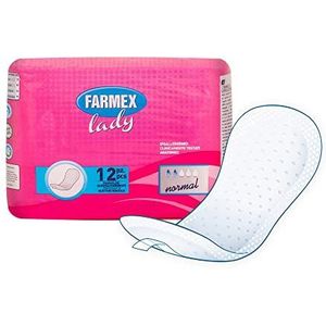 Farmex® LADY Normal Maandverband – Geurcontrolesysteem en Absorberend – Voor Lichte Incontinentie – Latexvrij, Luchtdoorlatend en Hypoallergeen – Delicaat en Droog – 12 stuks