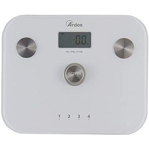 Ardes AR2PPBFM Digitale personenweegschaal, zonder batterij, van glas, zonder fleece, gewicht maximaal 150 kg.