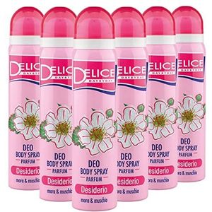 DELICE Deodorant voor vrouwen, anti-geur, body spray, ascelle deodorant, Invito Mora & muskus, 100 ml, 6 stuks