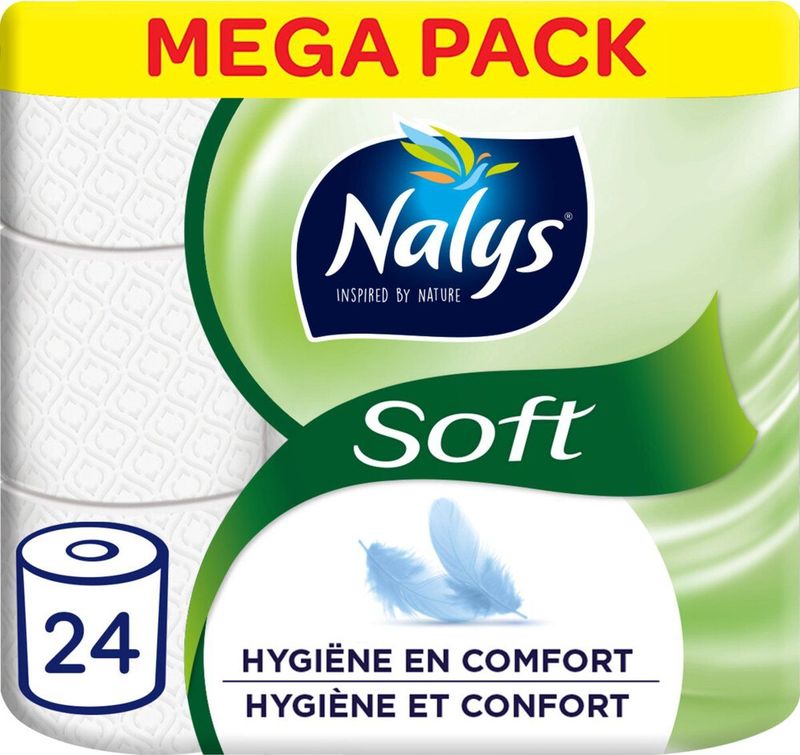 Nalys Soft Hybride Toiletpapier in 80% Recycled Folie 2-laags 24 stuks