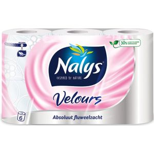 1+1 gratis: 4x Nalys Velours Toiletpapier in 50% Hazy Poly 3-laags 6 stuks