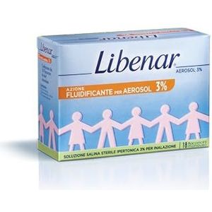 Libenar Hypertonische aerosolampullen 3% voor inhalatie in aerosoltherapie voor pasgeborenen, kinderen en volwassenen, 18 ampullen van 4 ml