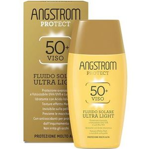 Angstrom Protect, Protection faciale, fluide solaire ultra léger, SPF 50+|Protection photostable UVA/UVB et lumière bleu/HEV, avec acide hyaluronique, 40 ml