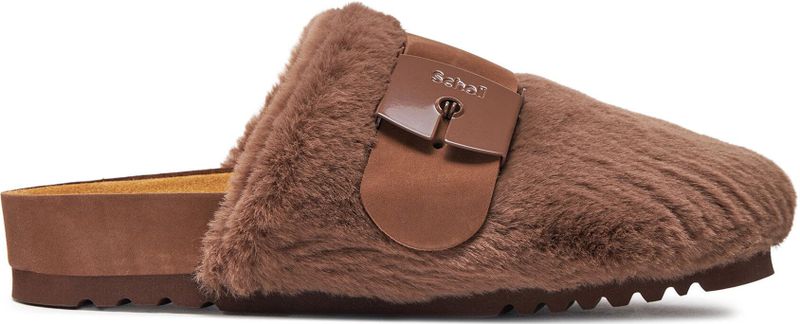 Klomp Scholl Women Alaska 3.0 Synthetic Fur Gr Brown-Schoenmaat 35