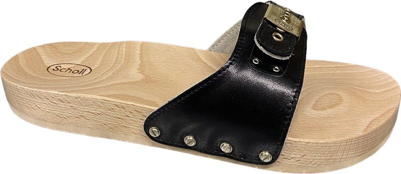 Scholl - Pescura Flat - Slipper - Black - 100% Leer - Verstelbare Gesp