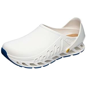 Scholl Evoflex Professionele sanitaire clogs voor dames of heren, ultralicht en comfortabel, met verstelbare riem, antislip zool, uitneembare inlegzool van traagschuim met antibacteriële voering, Wit,