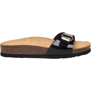 Scholl - Estelle - Slipper - Zwart - Synthetisch - Verstelbare Gespsluiting