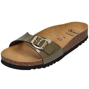 Scholl estelle leren slippers, Khaki (stad), 39 EU