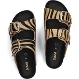 Scholl - Noelle Printed Slipper - Zebra Beige Zwart - Leer