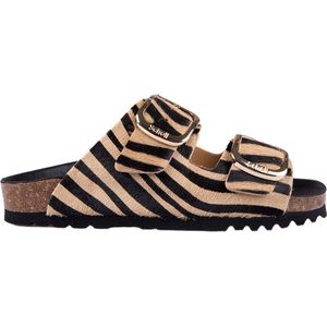 Scholl - Noelle Printed Slipper - Zebra Beige Zwart - Leer