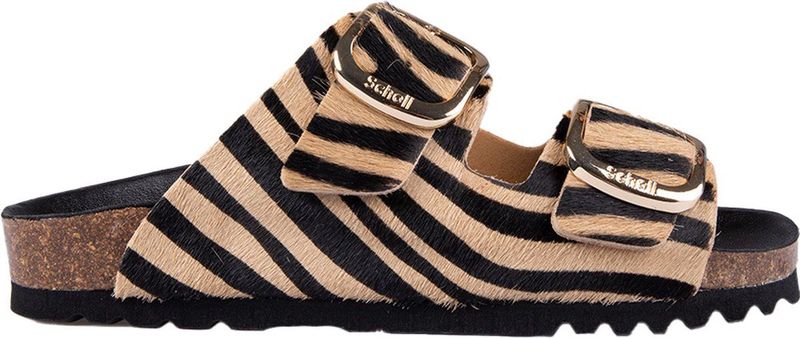 Scholl - Noelle Printed Slipper - Zebra Beige Zwart - Leer