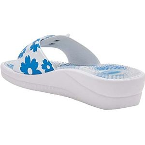 Scholl New Massage Slippers voor dames, Bianco Azzurro, 35 EU
