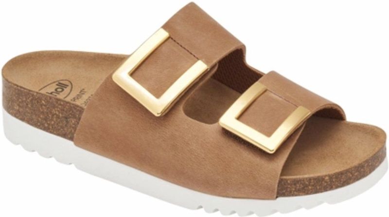 Scholl - Monterey 2 Straps - Slipper - Cognac - Leer