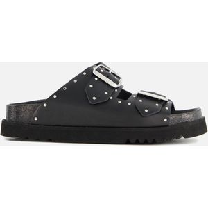 Scholl Beatriz leren slippers met studs zwart