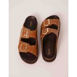 Scholl - Beatriz - Slipper - Cognac - Lederen Bovenwerk - Verstelbare Gespsluiting