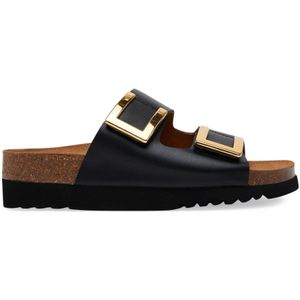 Scholl - Monterey 2 Straps - Slipper - Zwart - Leer