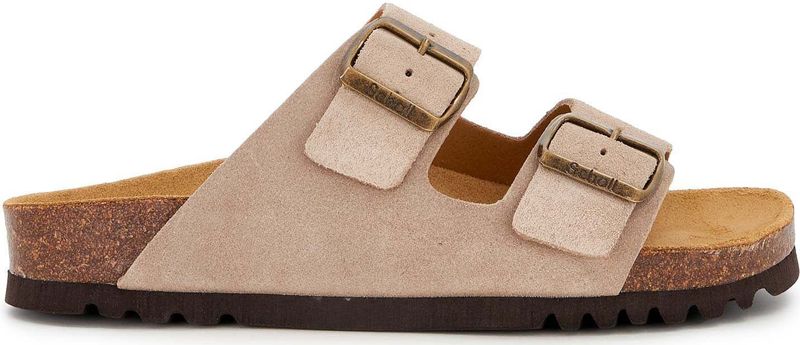 Scholl - Josephine - Slipper - Dark Beige - Suède - Comfortabel Voetbed