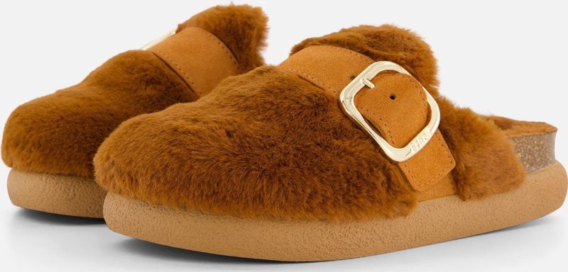 Scholl Pantoffels Cognac Imitatiebont - Dames