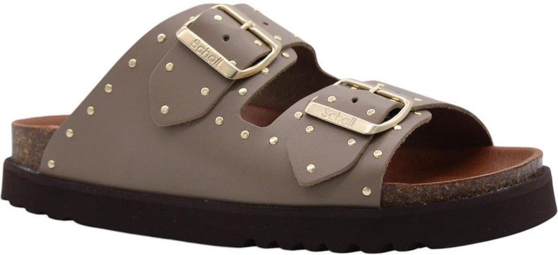 Scholl - Beatriz - Slipper - Taupe - Leer - Met Verstelbare Gespsluiting