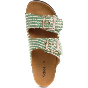 Scholl - Noelle - Slipper - Groen - 100% Raffia - 100% Microfiber Voering