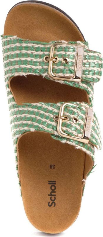 Scholl - Noelle - Slipper - Groen - 100% Raffia - 100% Microfiber Voering
