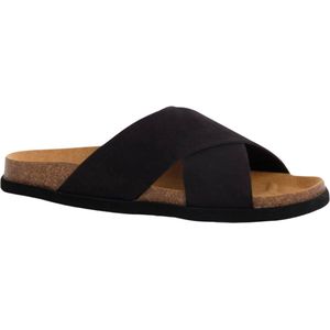 Scholl - Leon - Slippers - Zwart - Suède - Rubber