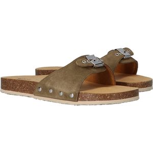 Scholl - Pescura - Slipper - Khaki - Suède - Verstelbare Gespsluiting
