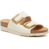 Scholl Ecru Monterey 2 Straps Leren Slippers