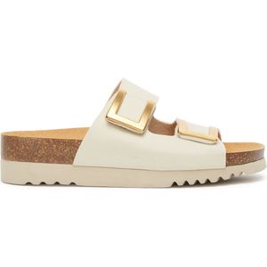 Scholl Ecru Monterey 2 Straps Leren Slippers