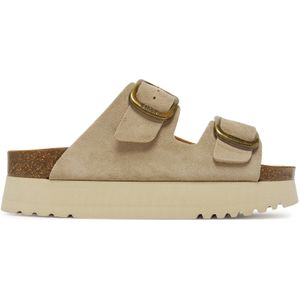 Scholl - Lucie - Slipper - Dark Beige - Rubber - Suède - Microfiber - Kurk