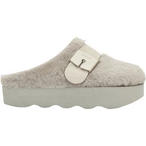 SCHOLL GRETA E Synthetic fur Womens Taupe FALSO Clogs - Taupe - Maat 37
