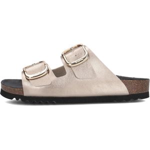 Scholl - Noelle - Slippers - Metallic Taupe - Goudkleurige Gespsluiting