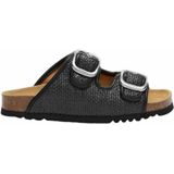 Scholl - Noelle Raffia Slipper - Zwart - Raffia - Suède Binnenzool